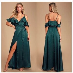 Lulu’s Emerald Green Cold Should Maxi Dress XS